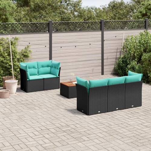  6-dijelni set vrtnih sofa od poliratana s jastucima crni Cene