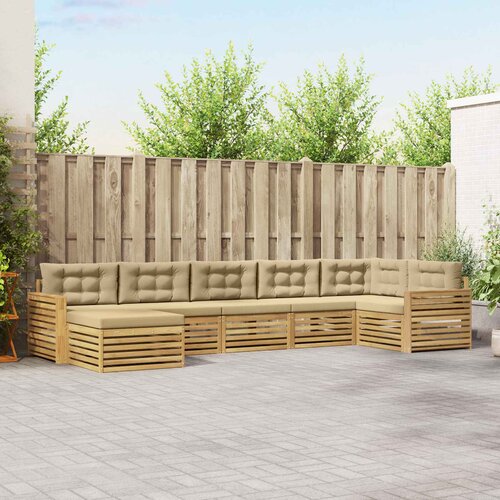 Set vanjskih sofa 7 kom. Bijela i bež Smeđa 410 x 172,5 x 73 cm Cene