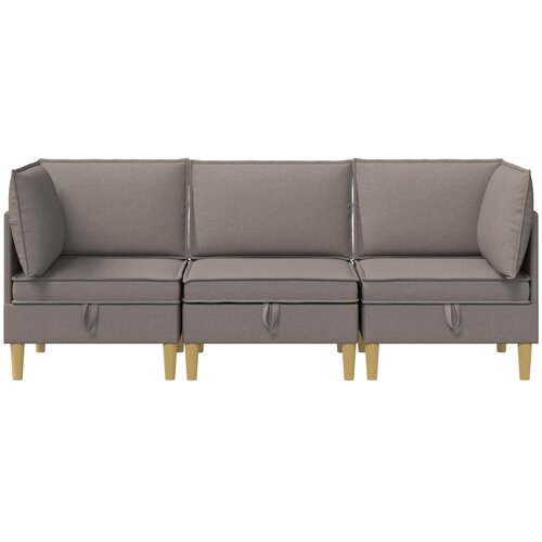  Set namje&amp;scaron;taja za dnevni boravak 3 pcs Sivosmeđa Tkanina Slike
