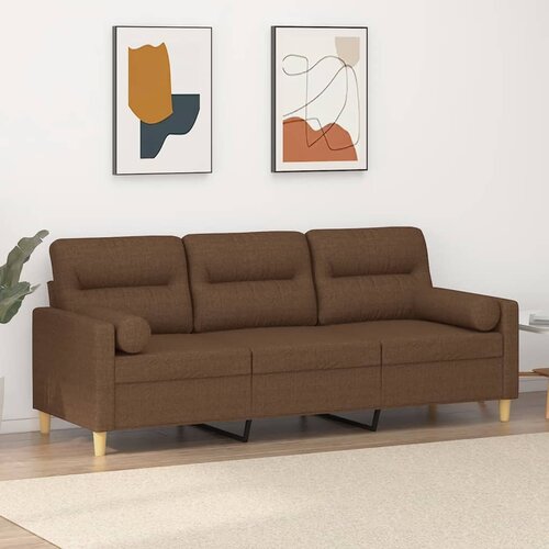 vidaXL Kavč dvosed z blazinami rjav 180 cm blago Cene