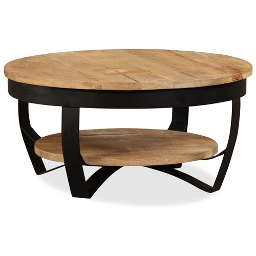 VidaXL Klubska mizica masivni neobdelani mangov les 65x32 cm Slike