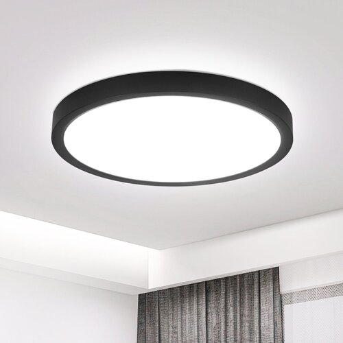 Nettlife Ploska LED stropna svetilka 18 cm - 15 W, črna, 6000 K - Moderna razsvetljava za kuhinjo, hodnik, spalnico, (22111178) Cene