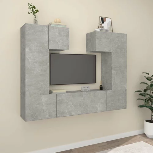  Komplet TV omaric 6-delni betonsko siv inženirski les, (20732979)