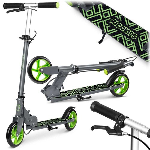 Ricokids romobil za djecu Kodi, PU kotači, crno zeleni Slike