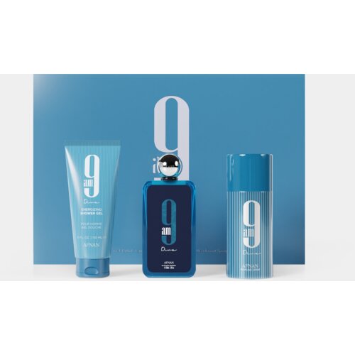 Afnan Mu&amp;scaron;ki poklon set 9 Am Dive Edp 100ml + Gel za tu&amp;scaron;iranje 150ml + Deo sprej 150ml Slike