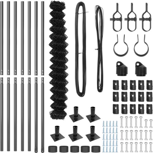  Ograda s lancem s 7 postolja s flan&amp;scaron;ama 1.6x10 m Galvanizirani čelik Slike