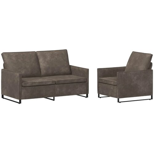  Set sofe 2 pcs Tamnosiva Umjetni sued - Tamnosiva Jednostruka + Dvostruka (140 cm) Slike