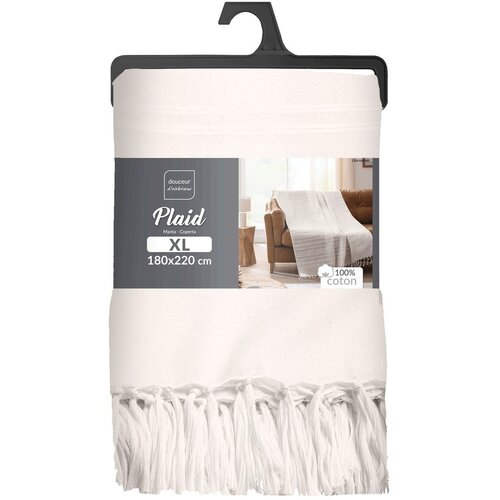 Douceur d int&amp;eacute;rieur Kremno belo bombažno pregrinjalo 180x220 cm Lilia &amp;ndash; Slike