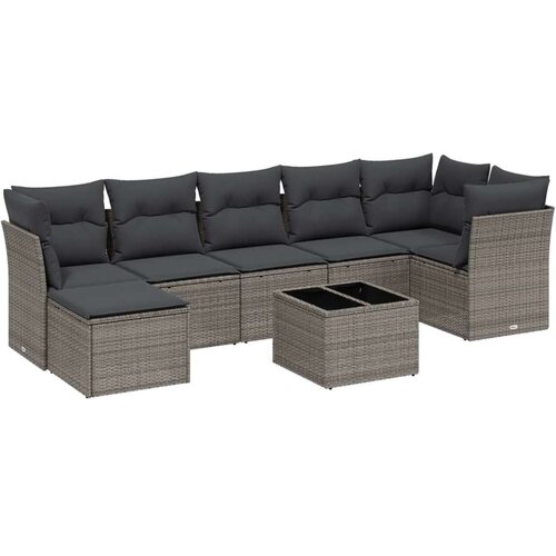  8-dijelni set vrtnih sofa od poliratana s jastucima svjetlosivi Slike