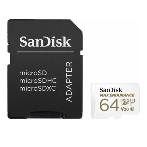 San Disk SDXC 64GB micro +SD Adap. 30.000 sati MAX ENDURANCE Slike