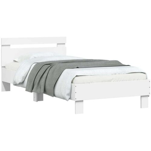 VidaXL Okvir kreveta s uzglavljem bijeli 90 x 200 cm konstruirano drvo Slike