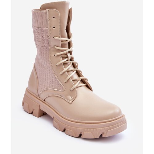 Boto Women's Lace-up Booties Beige Marlissa Cene