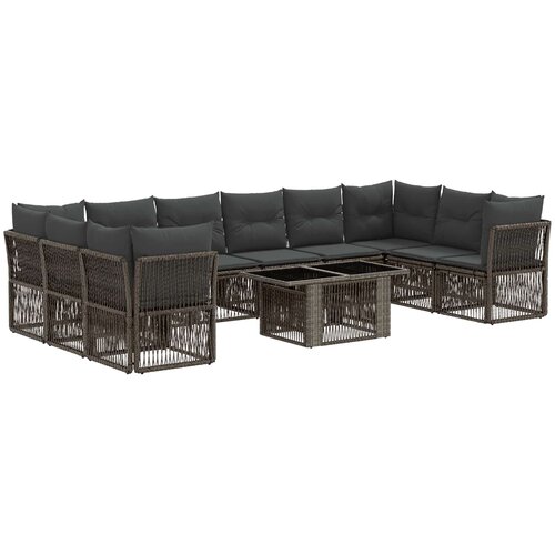  Sjedeća garnitura za vrt 11 kom. Siva poliratan 100 x 55 x 73 cm Slike