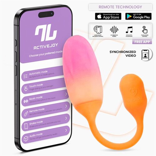 INTOYOU App Series NexEgg Vibrating Egg Double Silicone Layer App Orange-Pink Slike