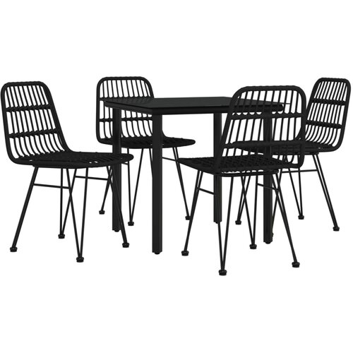  5-dijelni vrtni blagovaonski set od poliratana crni Crna Dužina stola 80 cm Slike