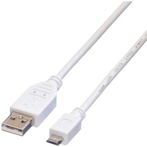 Value USB kabel USB 2.0 USB-A vtič\, USB-mikro-B vtič 3.00 m bela za&scaron;čiten 11.99.8755, (20417399) Cene