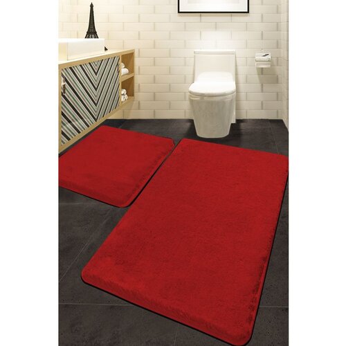 COLORS of - Red Red Bathmat Set (2 Pieces) Cene