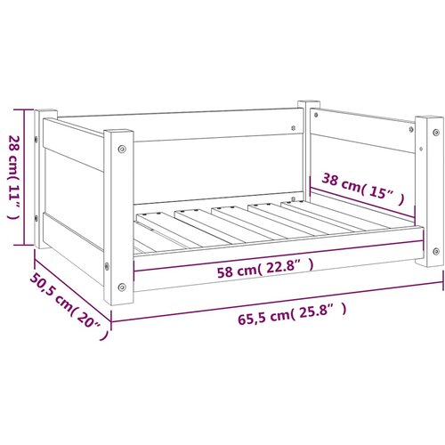  Krevet za pse 65,5x50,5x28 cm Masivni borov drvo Slike