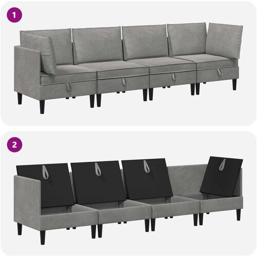  Set namje&amp;scaron;taja za dnevni boravak 4 pcs Svjetlosiva Bar&amp;scaron;un Slike