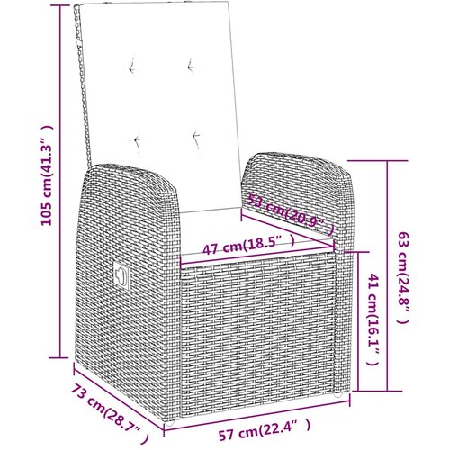 7-dijelni vrtni blagovaonski set s jastucima sivi Siva Dužina stola 140 cm Slike