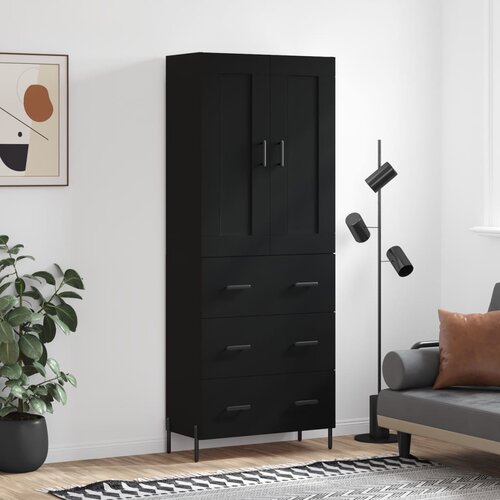  The Living Store Visoka komoda črna 69,5x34x180 cm inženirski les - Visoka Omarica, (21450385) Slike
