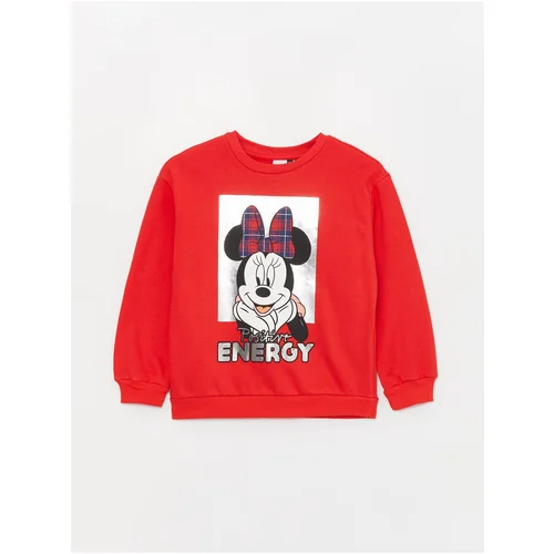 LC Waikiki Crew Neck Minnie Mouse Printed Long Sleeve Girls' Sweatshirt.