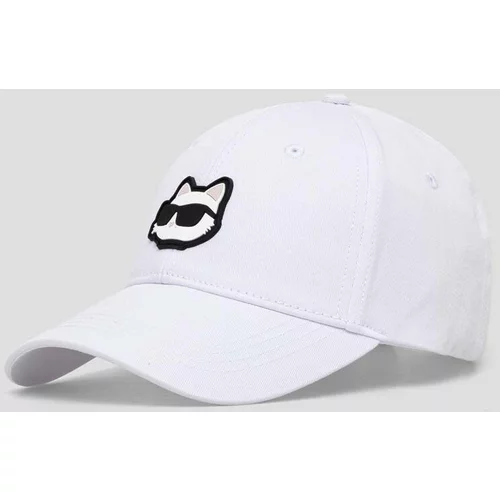 Karl Lagerfeld Bombažna bejzbolska kapa bela barva