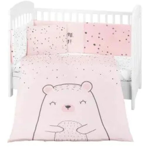 Kikka Boo komplet posteljina za krevetac 6u1 bear pink Slike
