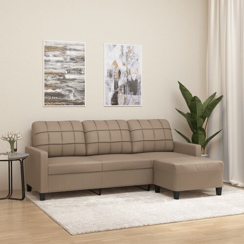 vidaXL Trosjed s tabureom boja cappuccina 180 cm od umjetne kože Cijene