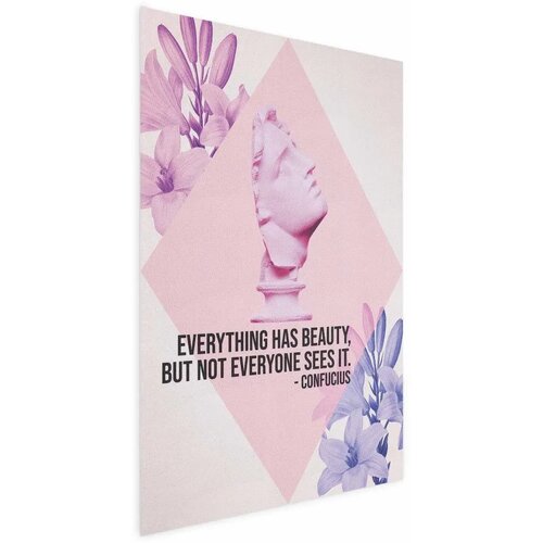  Plakat - Confucius on Beauty - a bust in pink with flowers and a quote 60x90 Bez okvira Cijene