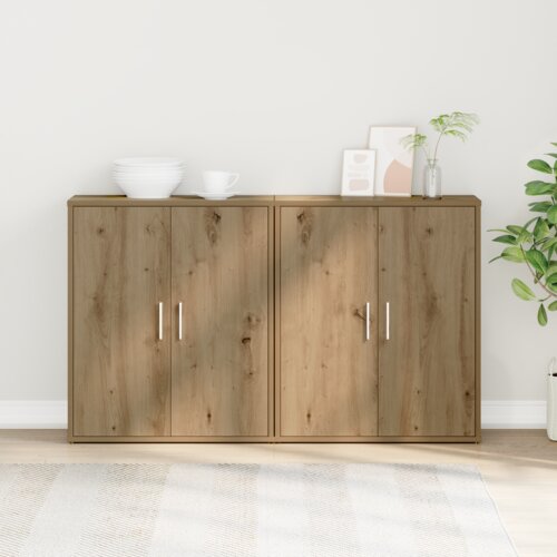 VidaXL Highboard 2 pcs hrast artisan 60 x 31 x 70 cm Konstruirano drvo Slike