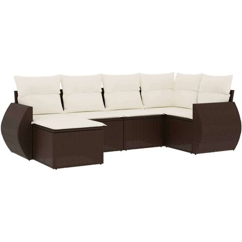VidaXL 6-dijelni set vrtnih sofa od poliratana s jastucima smeđi Slike