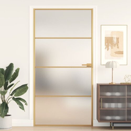 vidaXL Notranja vrata ozka zlata 102,5x201,5cm kaljeno steklo aluminij Cene