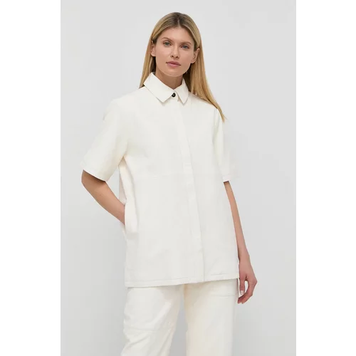 Birgitte Herskind Kožna košulja za žene, boja: bijela, relaxed, s klasičnim ovratnikom