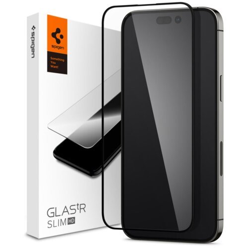 Spigen zaštitno staklo GLAS.tR slim HD za iPhone 14 Pro crno Slike
