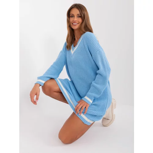 Fashion Hunters Light blue oversize knit dress