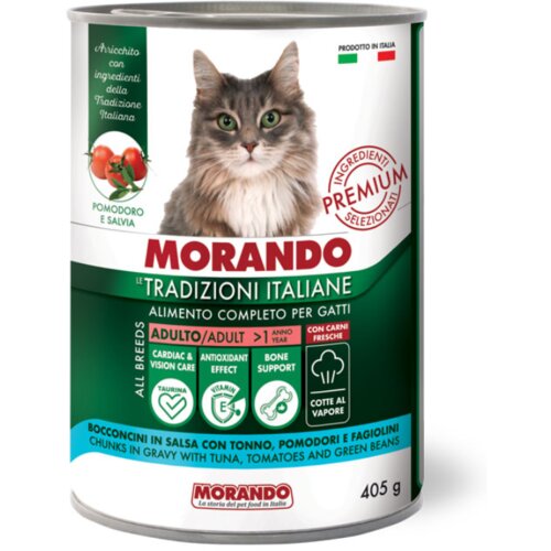 Morando Tradizioni Cat Adult kosi tune, paradižnik in stroki v omaki 405 g konze Cene