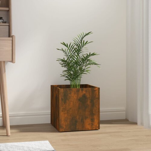 vidaXL Cvetlično korito dimljen hrast 40x40x40 cm inženirski les Cene