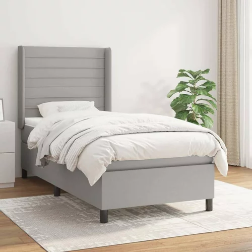  Box spring postelja z vzmetnico svetlo siv 100x200 cm blago, (20930617)