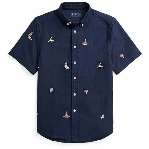 Polo Ralph Lauren Otroška bombažna srajca mornarsko modra barva