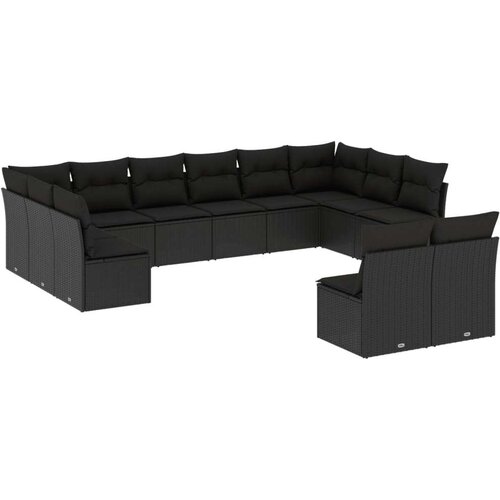vidaXL 12-dijelni set vrtnih sofa od poliratana s jastucima crni Cene