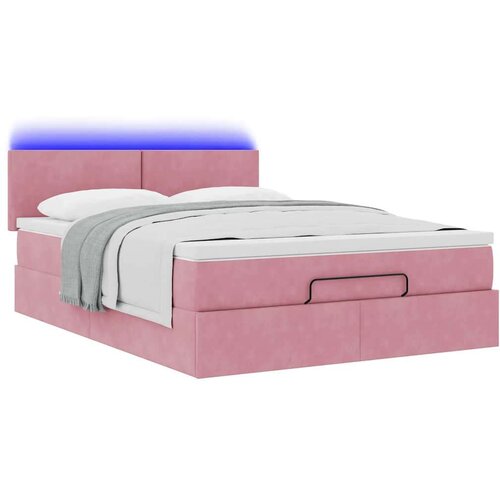  Otomanski krevet s madracem&amp;amp;amp LED ružičasti 140x190 cm bar&amp;scaron;unasti Slike