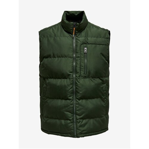 Only Dark green quilted vest & SONS Jake - Men Slike