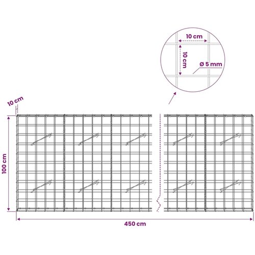  Gabion s žicom debljine 5 mm i mrežom 10x10 cm 450x10x100 cm - 10 cm 100 cm 450 cm Slike
