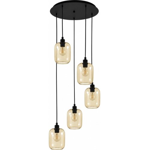 Brilagi LED luster na sajli RETRO GLASS 5xE27/60W/230V crna/zadimljena braon Slike