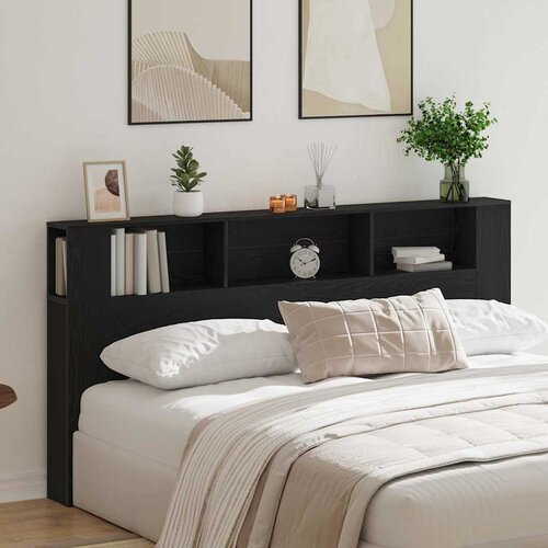  Glava kreveta s ormarićem Crni hrast 200 x 18,5 x 102,5 cm Slike