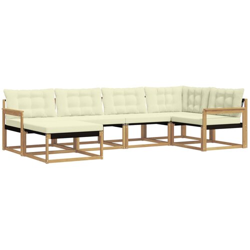 vidaXL Zunanja garnitura za sedenje z blazino 6 pcs Bela in krem, (5000271064) Cene