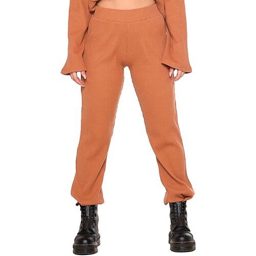 Leone 1947 Spodnji deli trenirke Woman Rib Sweatpants Relaxed Kostanjeva Cene