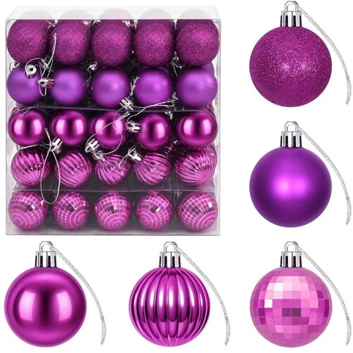  Set božićnih kuglica 100 kom. Lila 4 cm Polistiren - Lila Slike