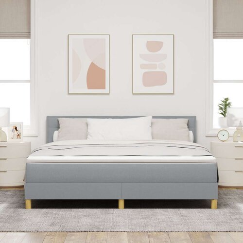  Krevet s box springom s madracem svjetlosive boje 180x200 cm tkanina Slike